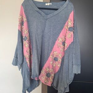 Stylish Blue and Pink Floral Women's Tunic